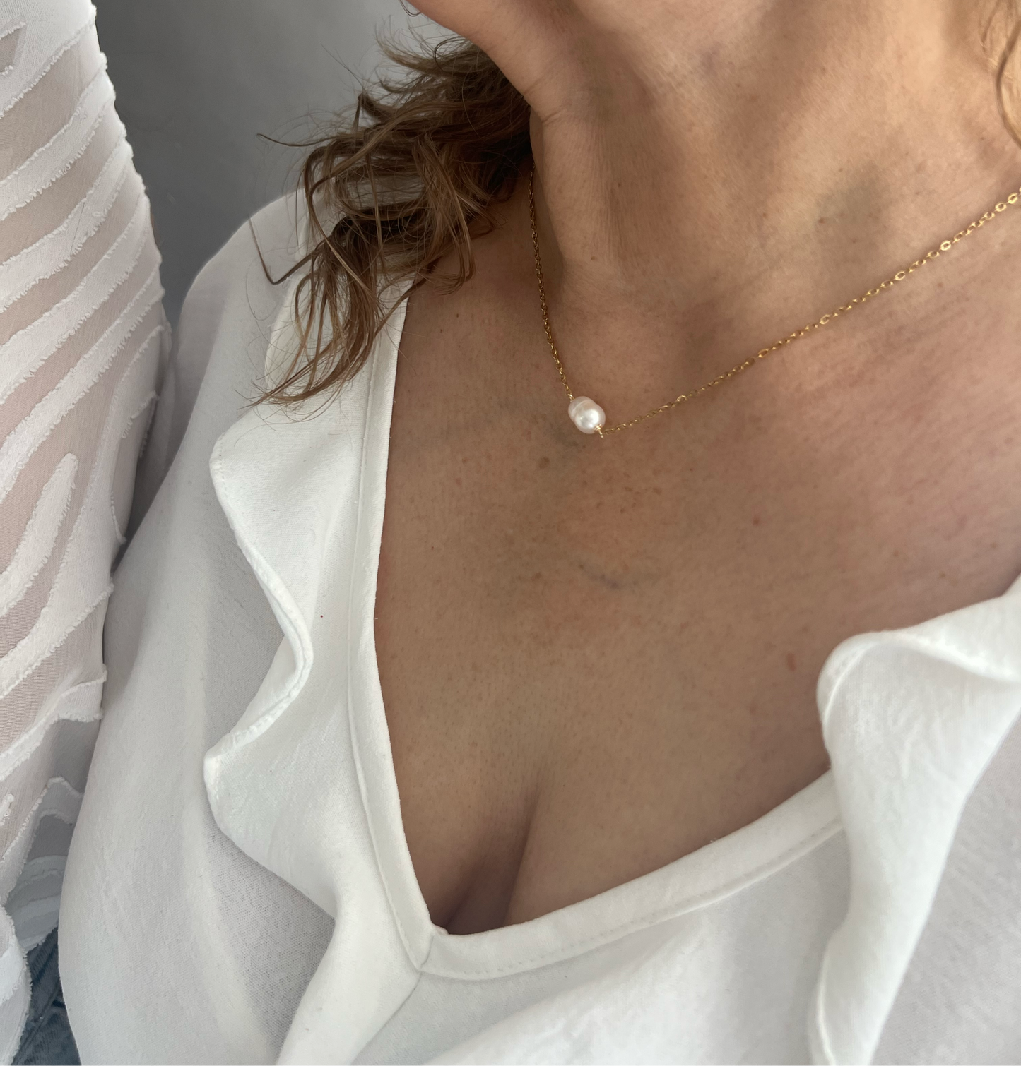 Collar Solitario perla de río