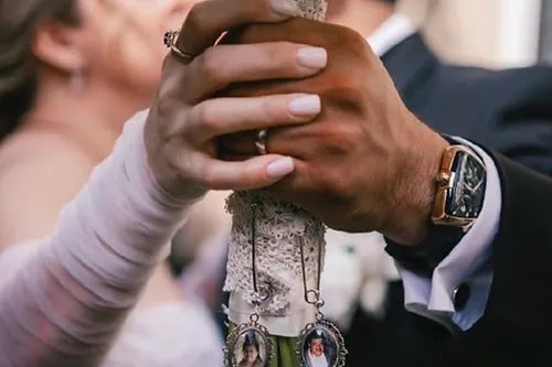 Relicario con foto boda plateado